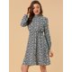 thumbnail image 5 of Vestido Floral de Una Línea de Manga Larga Allegra K Armada S, 5 of 6
