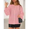thumbnail image 6 of PRETTYGARDEN Womens Fall Cardigan Sweaters Crewneck Long Sleeve Button Open Front Knit Sweater Women Oversized Cardigans, 6 of 7