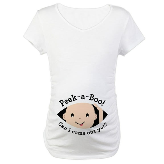 CafePress - Peek A Boo Maternity T Shirt - Cotton Maternity T-shirt, Cute & Funny Pregnancy Tee