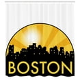 thumbnail image 3 of Boston Shower Curtain, City Landmarks with Semi Circle Radial Beamed Sun Effect Design, Fabric Bathroom Set with Hooks, 69W X 84L Inches Extra Long, Mustard Earth Yellow and Black, by Ambesonne, 3 of 3