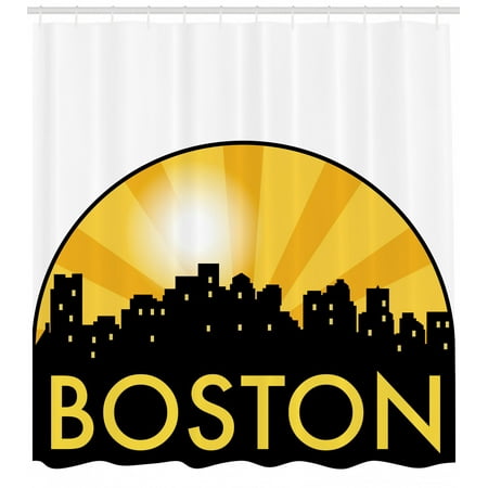 Boston Shower Curtain City Landmarks With Semi Circle Radial