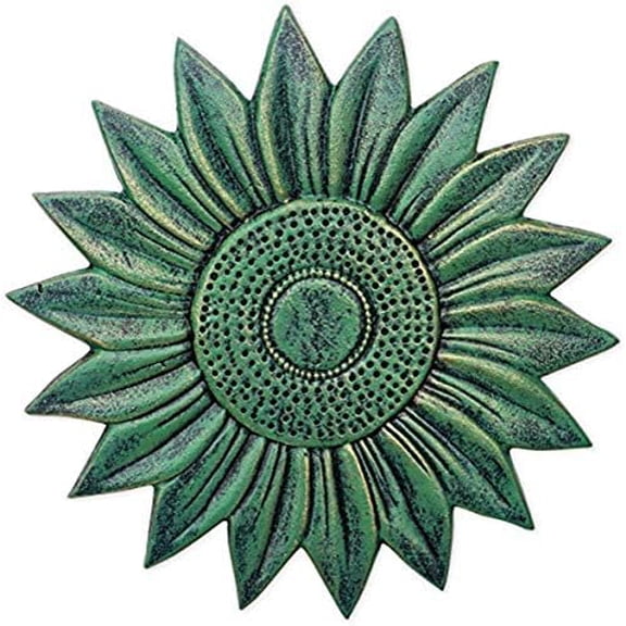 Garden Path Cast Iron Stepping Stone, 12" x 12", Sunflower - Verdigris, Green (93573)$$Garden & Patio