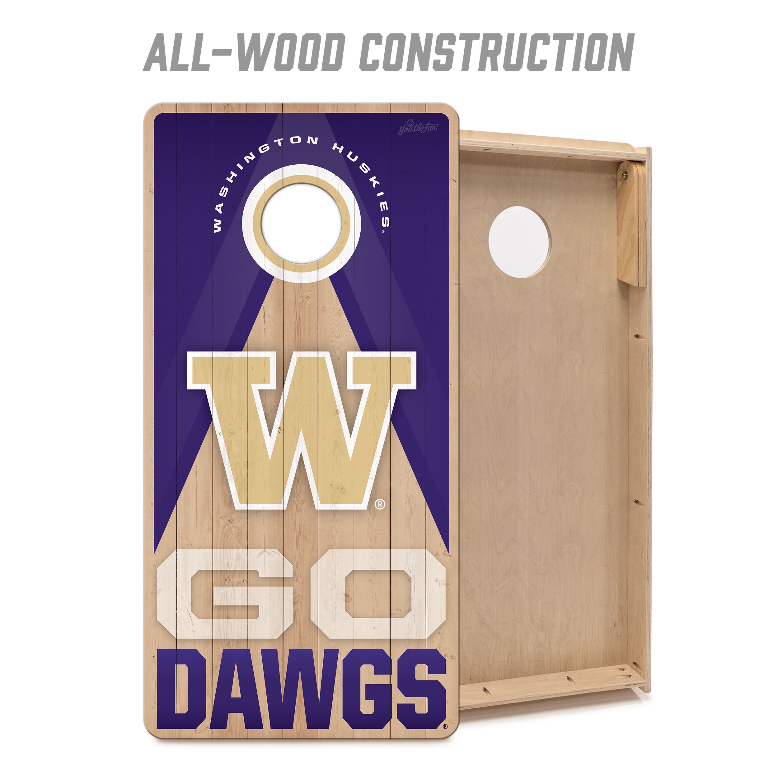 YouTheFan NCAA Washington Huskies 2X4 Slogan Series Cornhole NO BAGS