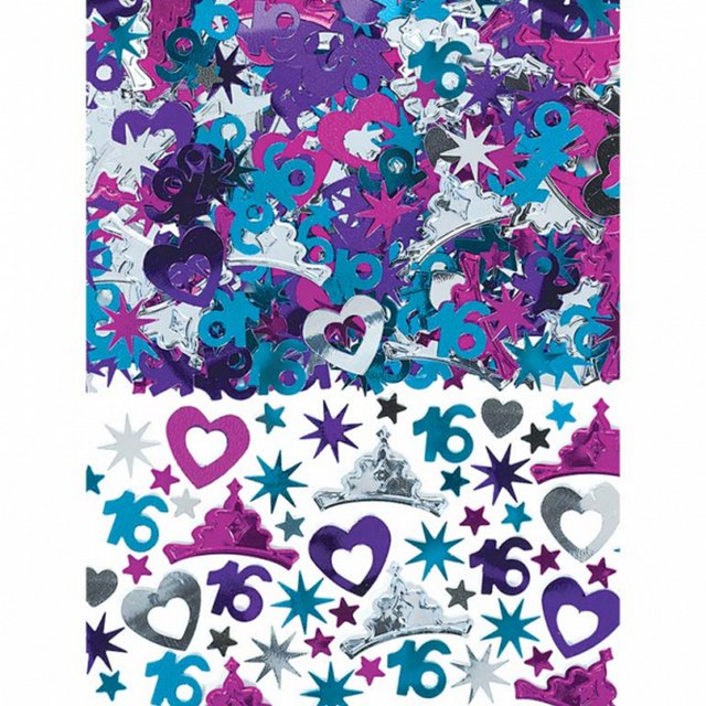 Amscan - Confetti metalizado celebración 16 Cumpleaños (Azul/Púrpura/Plateado)