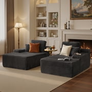 Ovios 74W Oversized Double Chaise Lounge Chair Deep Seat Cloud Sofa Bed Sleeper Loveseat for Living Room, No Assembly, Gray