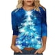 thumbnail image 1 of Camisetas de Manga Larga de las Mujeres Imprimir Navidad Cuello Redondo 3/4 Manga Suéter, Top Casual para las Vacaciones, 1 of 5