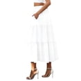 thumbnail image 3 of Women'S Casual Smock Layered Tiered Skirt High Waisted A Line Flowy Long Skirts with Pockets White XL, 3 of 9