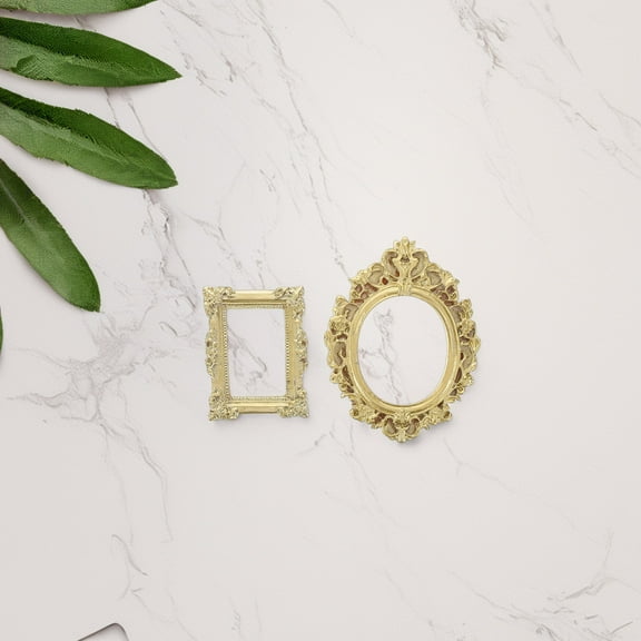 GOOHOCHY 12Pcs Vintage Oval Photo Frame Small Picture Frames Gold Resin For Diy Projects And Home Decor 7.4x5.6x0.5In