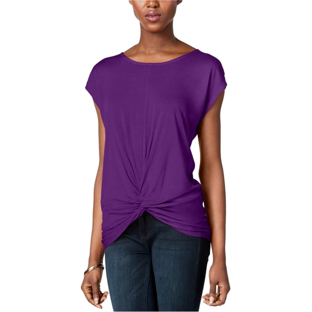 INC Blusa con frente torcido para mujer, Púrpura, Grande