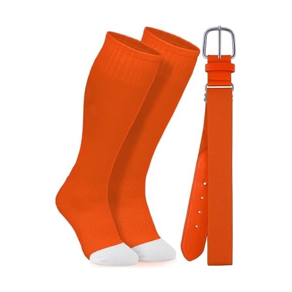 EryueerBaseball Socks and Belt Combo Youth Boys Softball Football Socks and Elastic Baseball Belts for Boys Girls