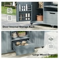 thumbnail image 3 of Bellemave 66.5" Outdoor Serving Cart Kitchen Island Rolling Bar Cart with Wheels, Drawer and Rack Solid Wood Outdoor Grill Cart for Tabletop Grill with Stainless Steel Top, Gray Blue + Style 2, 3 of 12