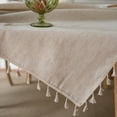 thumbnail image 3 of Nvzi hemp rope tassel polyester linen dining table cloth, tea table cloth, fabric rectangular tablecloth (hemp rope tassel, 240 * 140cm), 3 of 5