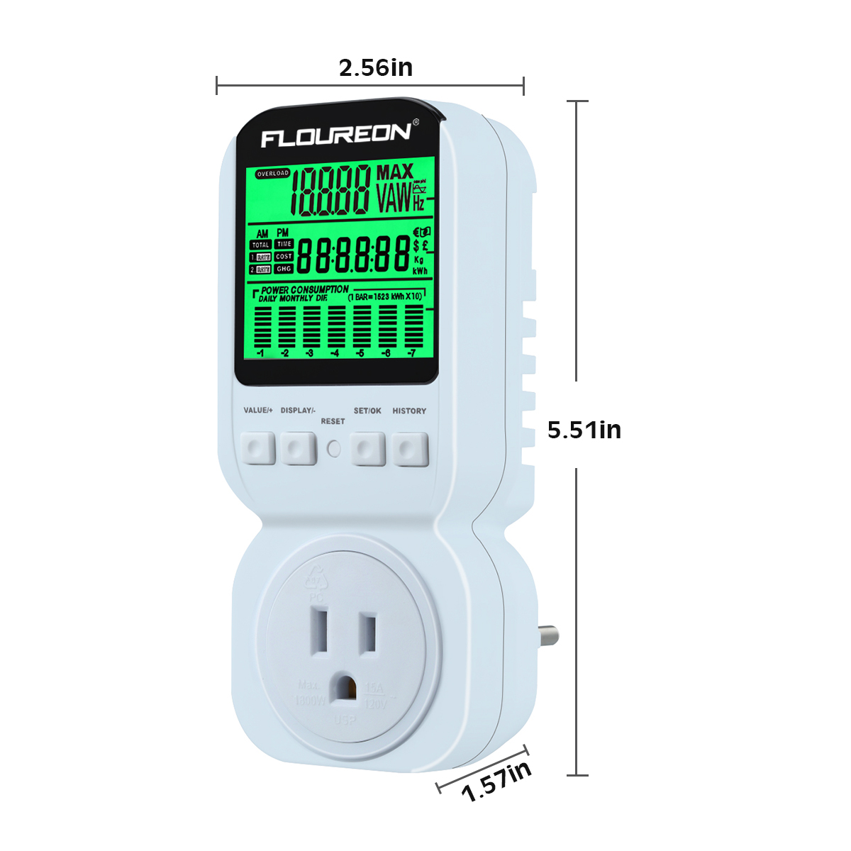 Floureon Smart Electricity Usage Monitor Power Meter Smart Plug Analyzer Walmart Com