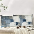 thumbnail image 2 of 2PC Lumbar Decor Throw Pillow Covers Blue and Grey Cushions Rectangle Design Abstract Art Painting Style Modern Contemporary Home Decorative Cushion Pillow Cases 12" x 20" Pillowcases, 2 of 6