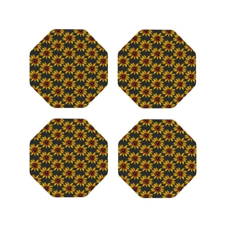 

Fuzoiu Beautiful Sunflower Print Leather Coasters Set Drink Coasters Set of 4 for Tabletop Protection Durable PVC Coasters Home Décor and Housewarming Gift-Octagon
