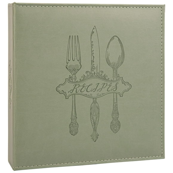COFICE Recipe Binder â€“ 8.5x11 3 Ring Blank Family Recipe Book Binder Kit to Write in Your Own Recipes with PU Faux Leather Cover and Plastic Sleeves (Dark Green)