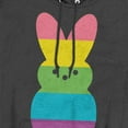 thumbnail image 2 of Rainbow Striped Easter Bunny Peep Unisex Adult Pull-Over Heather Hoodie, Black Heather, Large, 2 of 3
