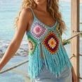 thumbnail image 2 of Mujeres de Verano Tops Casual Gancho de Mano Color Mixto Patchwork Strapless Borded Top para las Mujeres de Verano, Moda Casual Ligero, 2 of 5