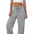 thumbnail image 2 of Sundazz Wide leg Sweatpants Women Baggy Sweat Pants Drawstring Casual Workout Pants with Pockets,Light Gray,S, 2 of 8