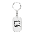 thumbnail image 1 of God Is Love Arrow Heart Stainless Steel or 18k Gold Premium Swivel Dog Tag Keychain, 1 of 8