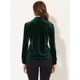 thumbnail image 3 of Camiseta de manga larga con cuello en V de terciopelo retro para mujer Verde oscuro M, 3 of 4