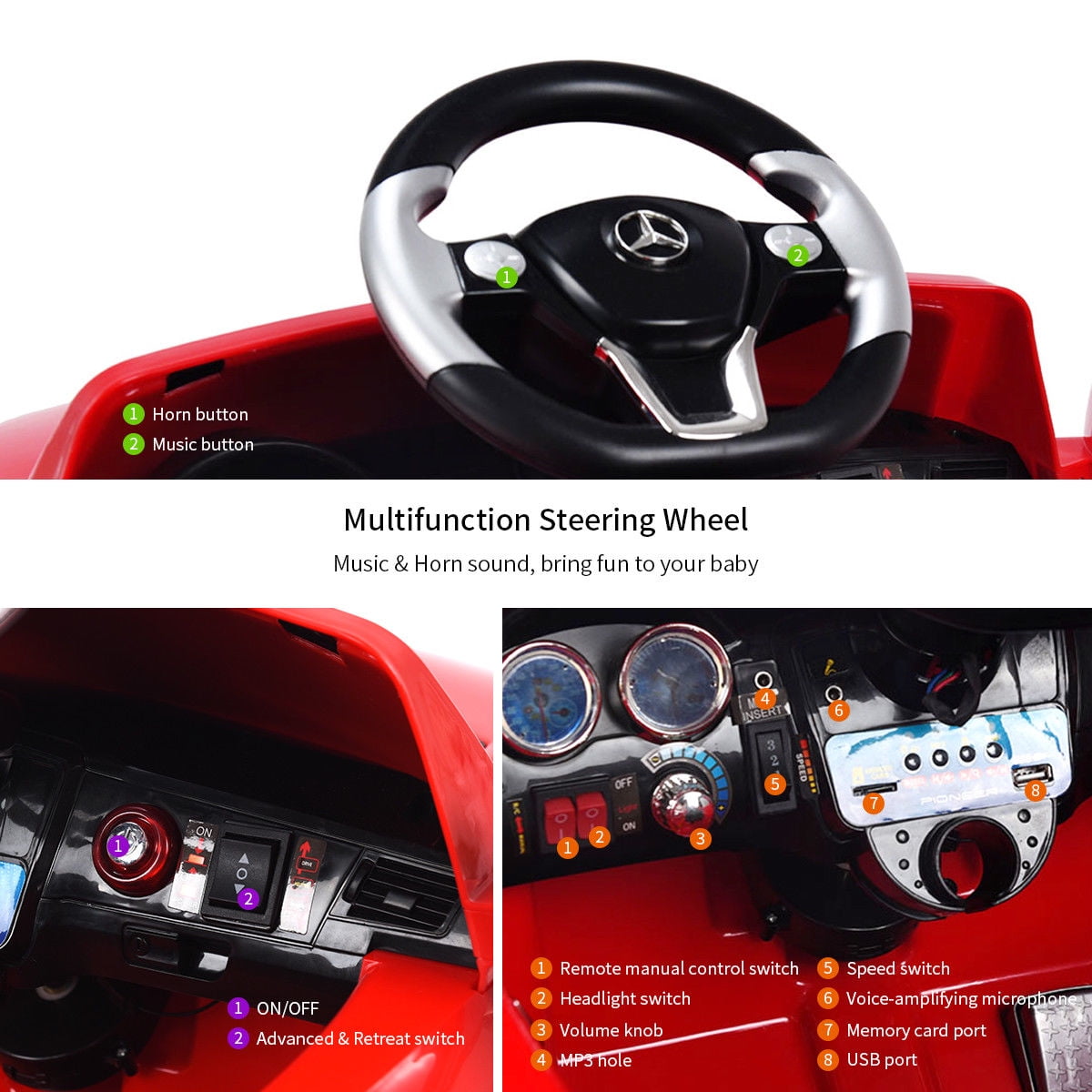 costway mercedes benz ml350 6v electric kids ride on car licensed mp3 rc remote control