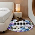 thumbnail image 2 of Round Rug 3.3Ft Washable Non-Slip, Spring Flowers Circle Area Rugs for Living Room Bedroom, Watercolor Blossom Floral Black Plaid Indoor Floor Mats Carpet Runner for Home Decor Aesthetic, 2 of 8