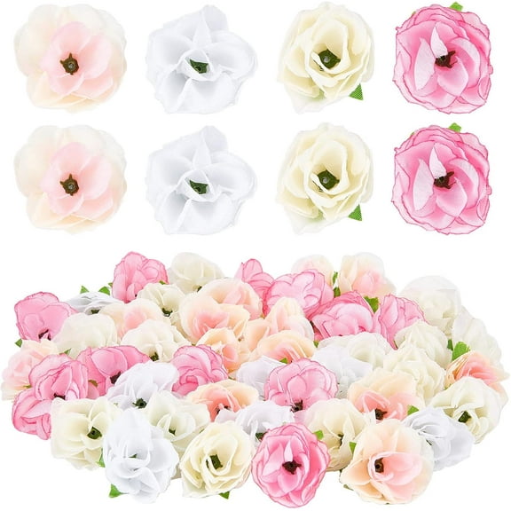 100pcs Fake Rose 1.5inch Artificial Rose Heads Silk Flower Decoration for Christmas Tree Wedding Party DIY Garden Home Craft Art Decor