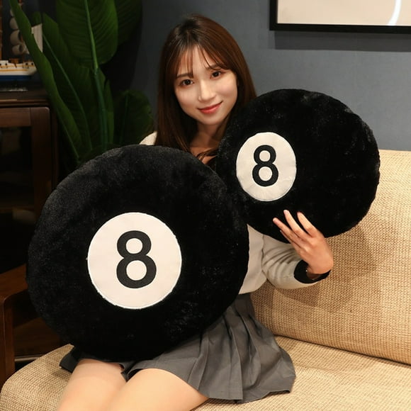 Lubelski Billiards Plush Pillow Soft Fluffy Black Color No. 8 Ball Plushies Hip Protective Stuffed Seat Cushion Sofa Bedroom Decor Home Decoration