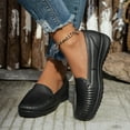 thumbnail image 6 of Women's Classic Solid Color Flat Casual Slip On Outdoor Black Faux Leather Shoes Black qILAKOG Size 7.5, 6 of 8