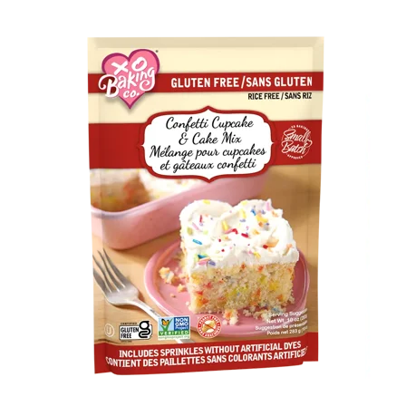 XO Baking Co. Gluten Free Small Batch Confetti Cupcake & Cake Mix, Includes Sprinkles Without Artificial Dyes, Non-GMO, 10oz bag