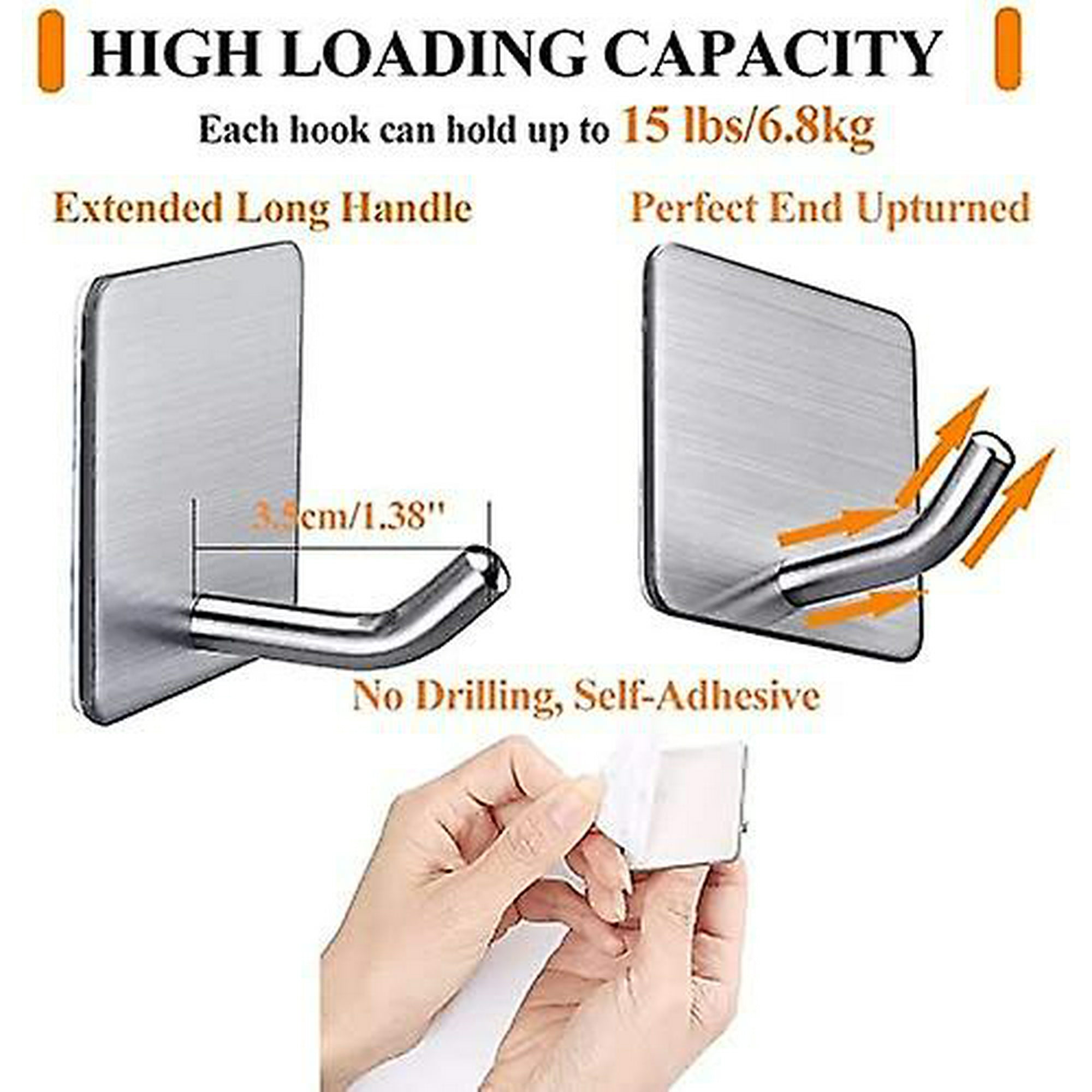 Self Adhesive Hooks Stick On Coat Hooks 10kg max Heavy Duty Sticky Ho Walmart
