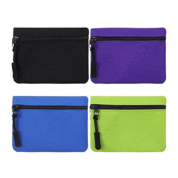Pack of 4 Simple Style Canvas Zippered Coin Purses for Daily Organization