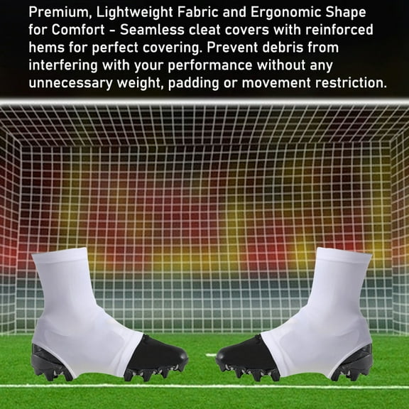 Opolski 1 Pair Spats Football Cleat Covers Super Soft High Elastic Slip Resistant Solid Color Soccer Spats Sports Accessories White