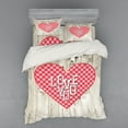 thumbnail image 2 of Ambesonne Retro Bedding Set 3 Pcs, Valentines Day Themed Heart, Twin XL, Coral Sand Brown White, 2 of 3