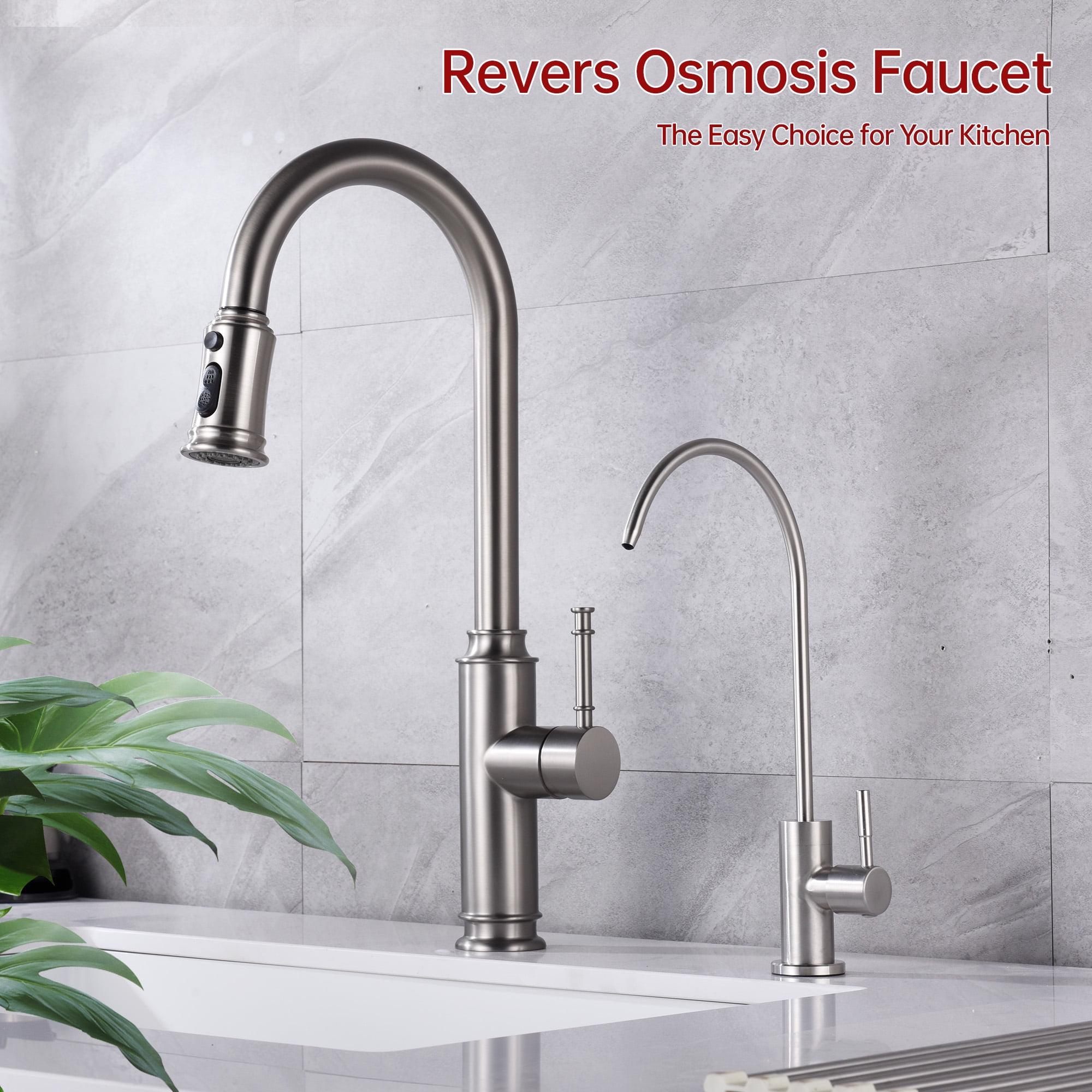 SUMERAIN Stainless Steel Drinking Water Faucet for Kitchen Sink, Lead-Free Purified Water Filter Faucet Brushed Nickel Finish