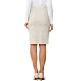 thumbnail image 3 of INSPIRE CHIC Women's Plaid Tweed Skirt High Waist Split Knee Length Skirts XS Beige, 3 of 6
