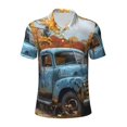 thumbnail image 2 of Daiia Rustic Vintage Truck Autumn Pattern Men’s Polo Shirts,Solid Deck Shirt,Classic Fit, Breathable Cotton Polo for Casual and Sport Wear-X-Large, 2 of 7