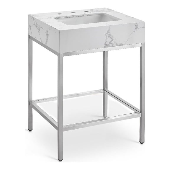 Meridian Furniture Marmo White Engineered Stone Bathroom Vanity