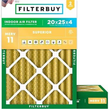 Filterbuy 20x25x4 MERV 11 Allergen Defense, Pleated HVAC AC Furnace Air Filters (2-Pack)