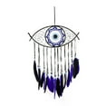 thumbnail image 2 of 2 pc Iron Woven Web/Net with Feather Pendant Decorations with Wood and Plastic Beads Covered with Lint and Cotton Cord Evil Eye Black 675mm, 2 of 4