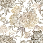Golden Blossom Peonies Removable Wallpaper 10'L x 24''W