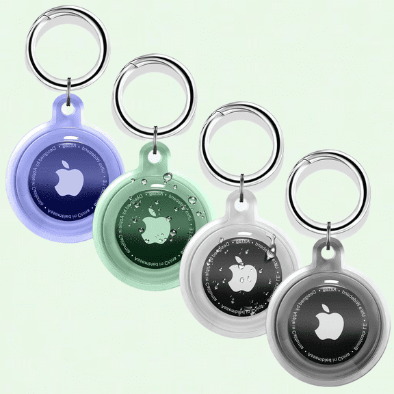 Air Tag Case 4-Pack with Keychain, Waterproof and Shockproof Air Tag Holder for Pet Tracking, Bags, Kids, Keys, Luggage
