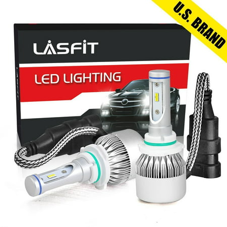 LASFIT 9012 HIR2 LED Headlight Bulb Kits-Flip Chips/Internal Driver-72W 7600LM 6000K-Hi/Lo Beam(Pack of