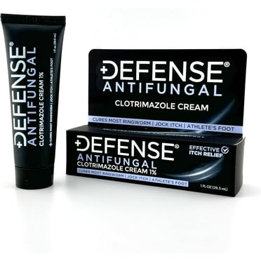 Defense Antifungal Cream 1% Clotrimazole Antifungal Treatment | Jock Itch, Ringworm, Athlete's Foot, Skin Fungus | Medicated Anti Fungal Treatment