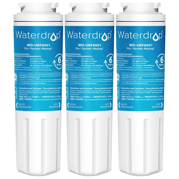 Waterdrop UKF8001 Refrigerator Water Filter 4, Replacement for Whirlpool EDR4RXD1, EveryDrop