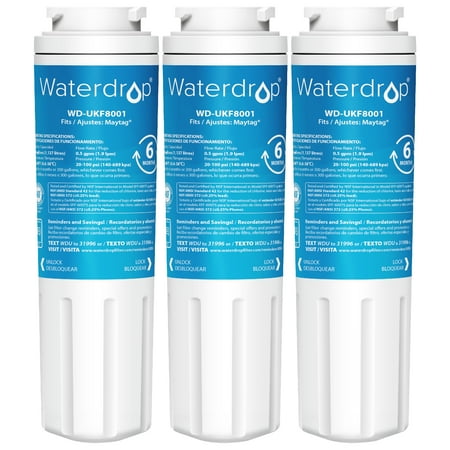 

Waterdrop UKF8001 Refrigerator Water Filter Compatible with Maytag UKF8001AXX-750 UKF8001AXX-200 Whirlpool 4396395 469006 Filter 4 Puriclean II EDR4RXD1 Pack of 3