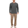 thumbnail image 2 of Men's Henley T-Shirts Long Sleeve Casual Button Cotton Pullover Tee Shirt XL Dark Gray, 2 of 6
