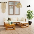 thumbnail image 1 of vidaXL 5 Piece Garden Lounge Set with Cushion Cream Solid Acacia Wood, 1 of 12