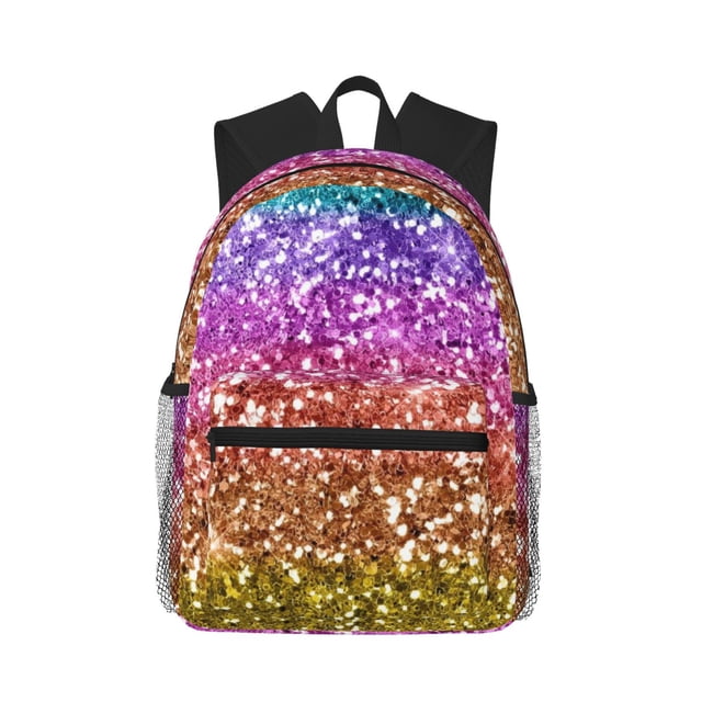 Fotbe Glitter Rainbow Mochila Ligera Casual para Laptop para Hombres y Mujeres, Mochila Impermeable de Uso Diario, Mochila para Universidad
